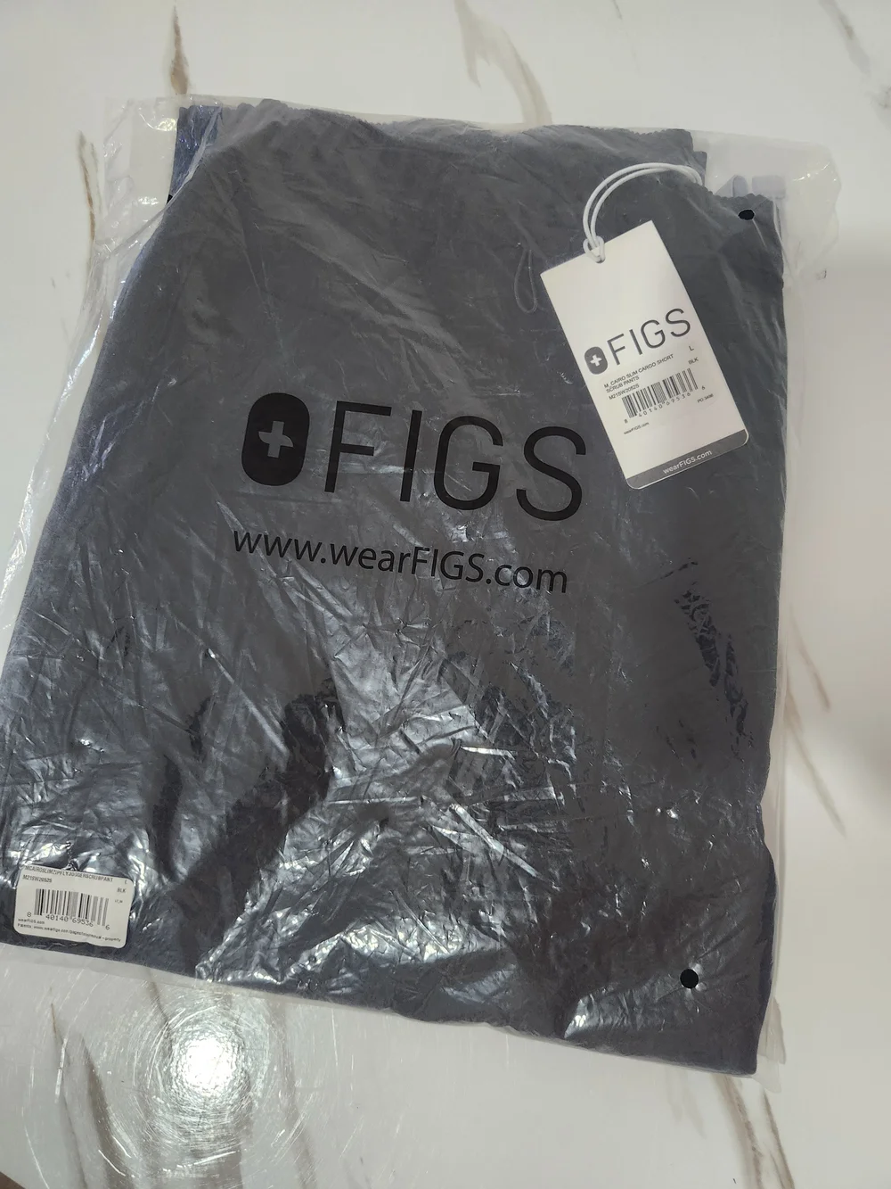 Figs Men's Black Cairo Slim Cargo Short Scrub Pants w/Gray Drawstring